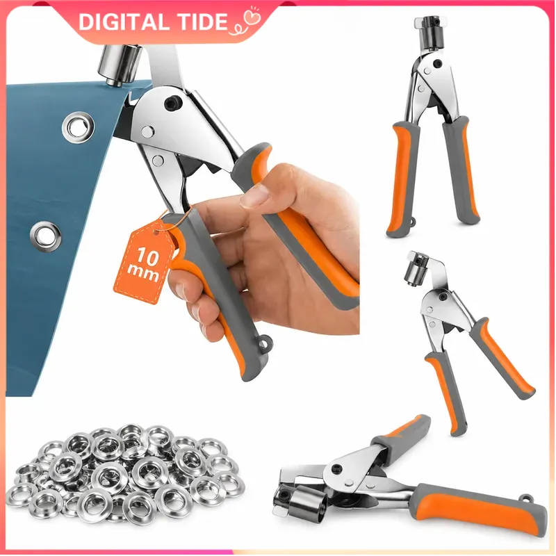 Hand Press Hole Punch Leather - طقم كماشة لتركيب الحلقات المعدنية مقاس