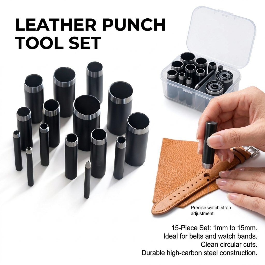 مجموعة أدوات تثقيب الجلد الاحت - مراجعة Hand Press Hole Punch Leather وسعره